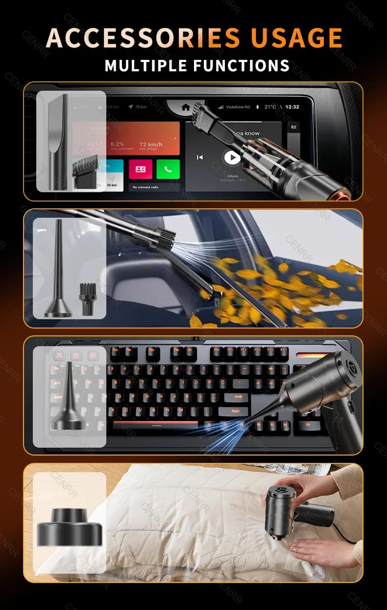 CENRR NEW 895000PA Car Vacuum Cleaner Cordless Powerful Wireless Car Cleaner Cleaning Machine HandHeld Portable Vacuum Cleaner